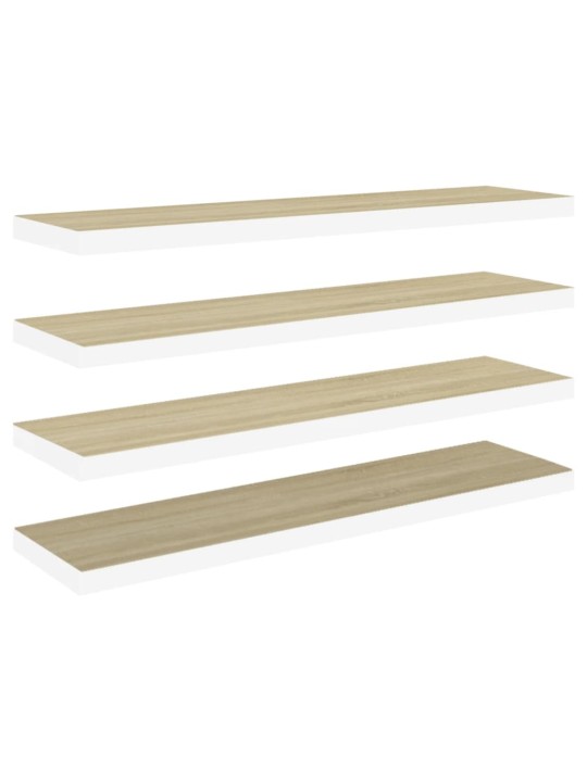 Plovoucí nástěnné police 4 ks dub a bílé 90x23,5x3,8 cm MDF
