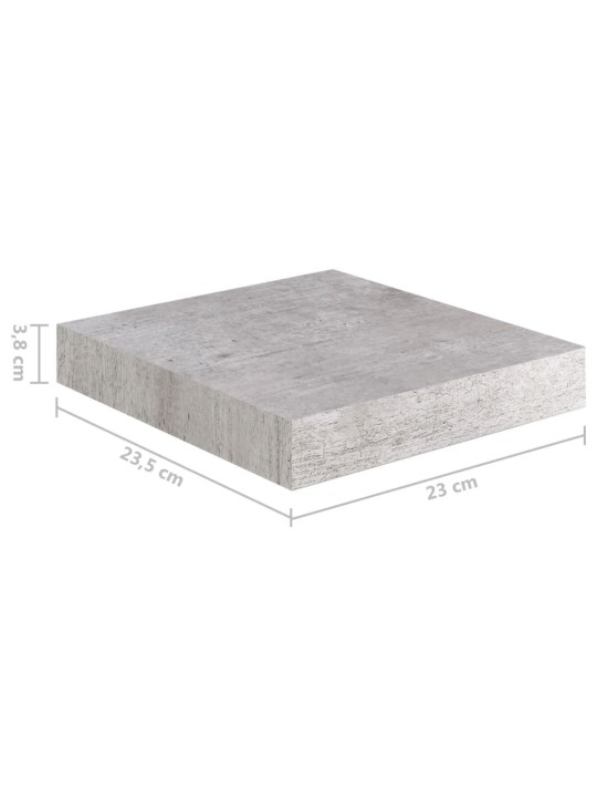 Plovoucí nástěnná police betonově šedá 23 x 23,5 x 3,8 cm MDF