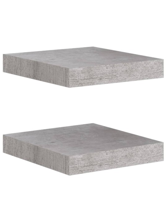 Plovoucí nástěnné police 2 ks betonově šedé 23x23,5x3,8 cm MDF