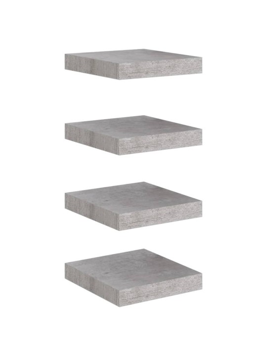 Plovoucí nástěnné police 4 ks betonově šedé 23x23,5x3,8 cm MDF