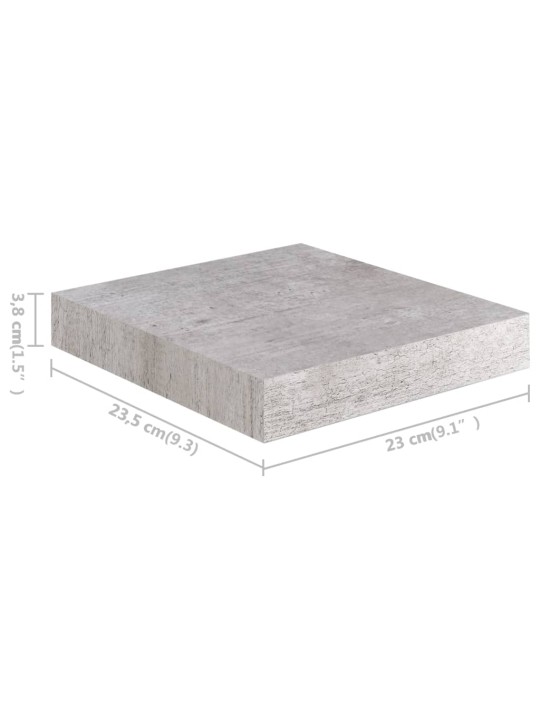 Plovoucí nástěnné police 4 ks betonově šedé 23x23,5x3,8 cm MDF