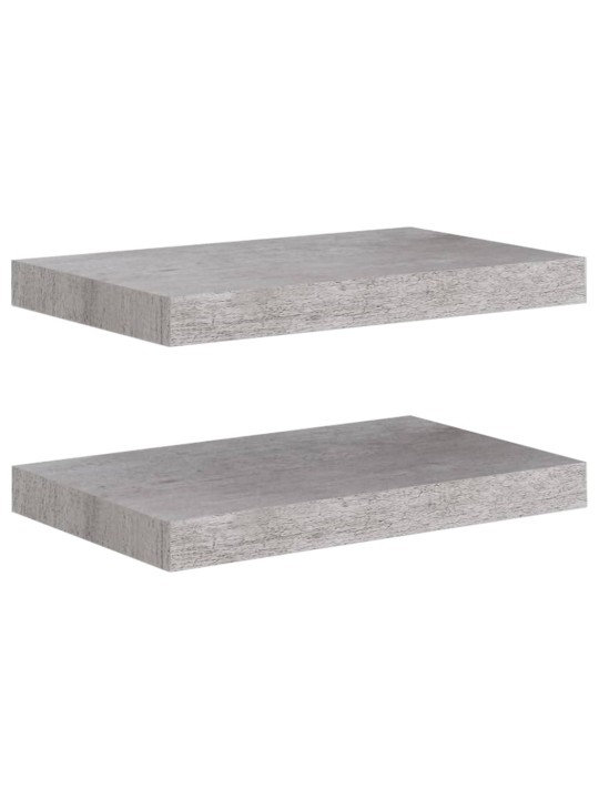 Plovoucí nástěnné police 2 ks betonově šedé 40x23x3,8 cm MDF