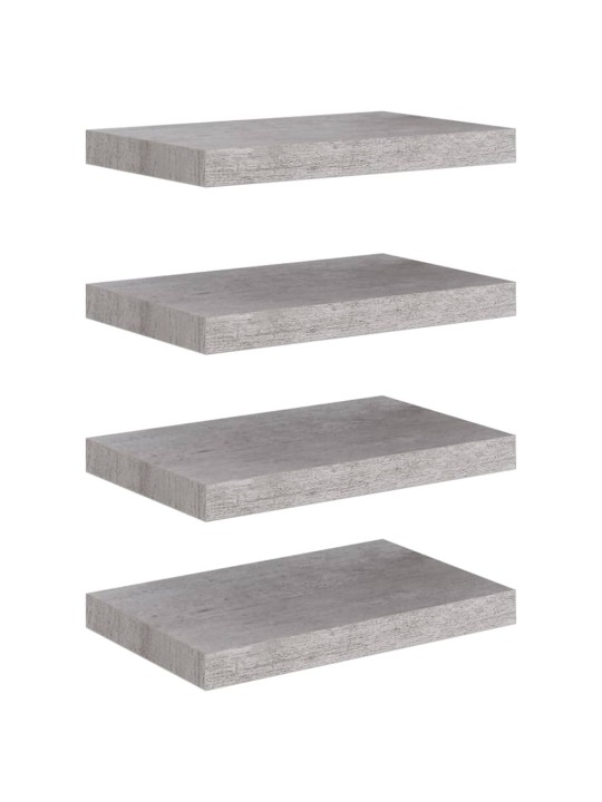 Plovoucí nástěnné police 4 ks betonově šedé 40x23x3,8 cm MDF