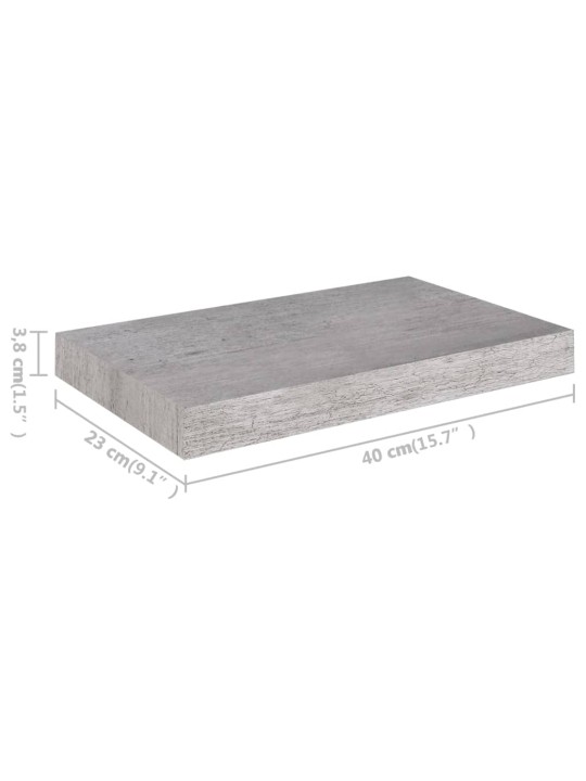 Plovoucí nástěnné police 4 ks betonově šedé 40x23x3,8 cm MDF