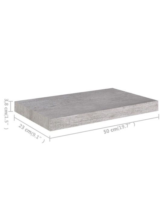 Plovoucí nástěnná police betonově šedá 50 x 23 x 3,8 cm MDF