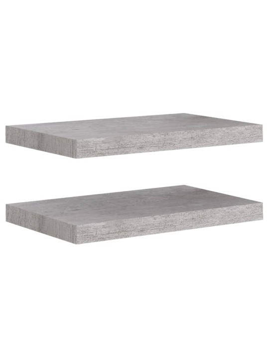 Plovoucí nástěnné police 2 ks betonově šedé 50x23x3,8 cm MDF