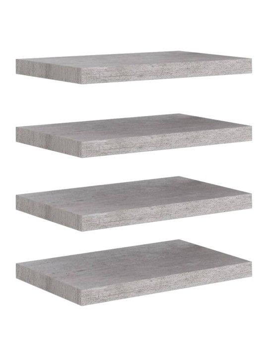 Plovoucí nástěnné police 4 ks betonově šedé 50x23x3,8 cm MDF