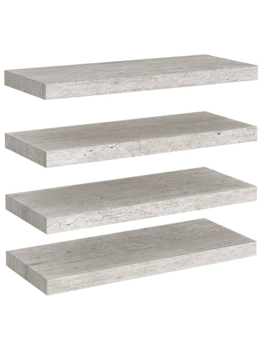 Plovoucí nástěnné police 4 ks betonově šedé 60x23,5x3,8 cm MDF