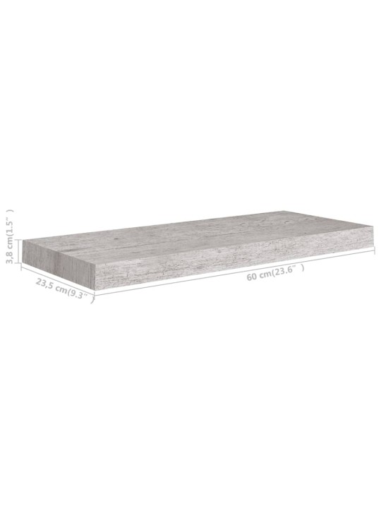 Plovoucí nástěnné police 4 ks betonově šedé 60x23,5x3,8 cm MDF