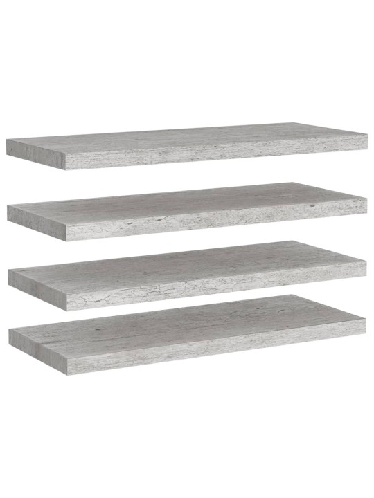 Plovoucí nástěnné police 4 ks betonově šedé 80x23,5x3,8 cm MDF