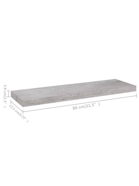 Plovoucí nástěnné police 4 ks betonově šedé 80x23,5x3,8 cm MDF