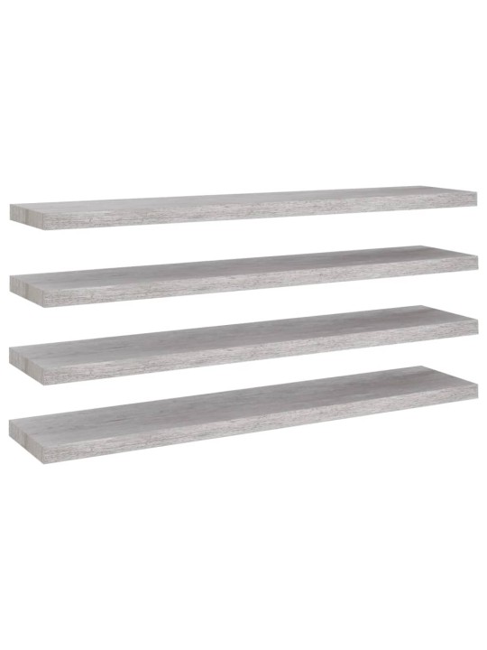 Plovoucí nástěnné police 4 ks betonově šedé 120x23,5x3,8 cm MDF
