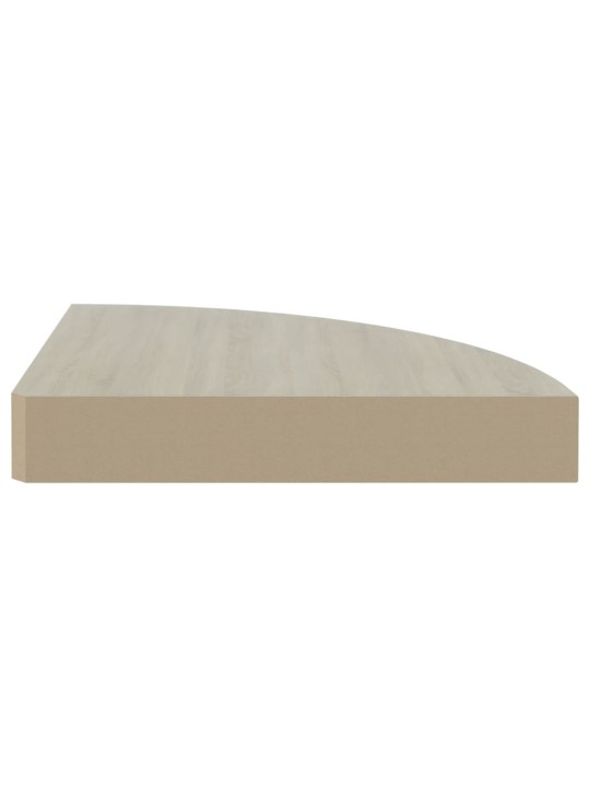 Nástěnné rohové police 4 ks dub a bílé 35 x 35 x 3,8 cm MDF