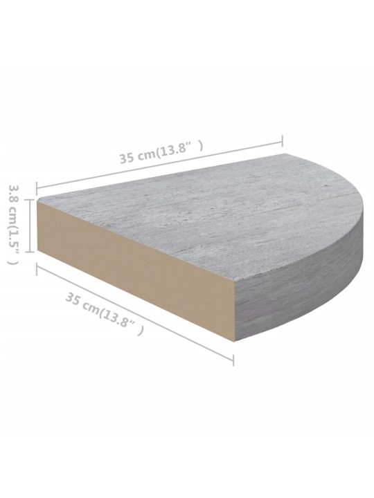 Nástěnné rohové police 2 ks betonově šedé 35 x 35 x 3,8 cm MDF