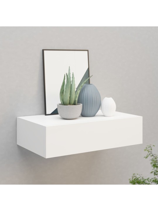 Nástěnná police se zásuvkou bílá 40 x 23,5 x 10 cm MDF