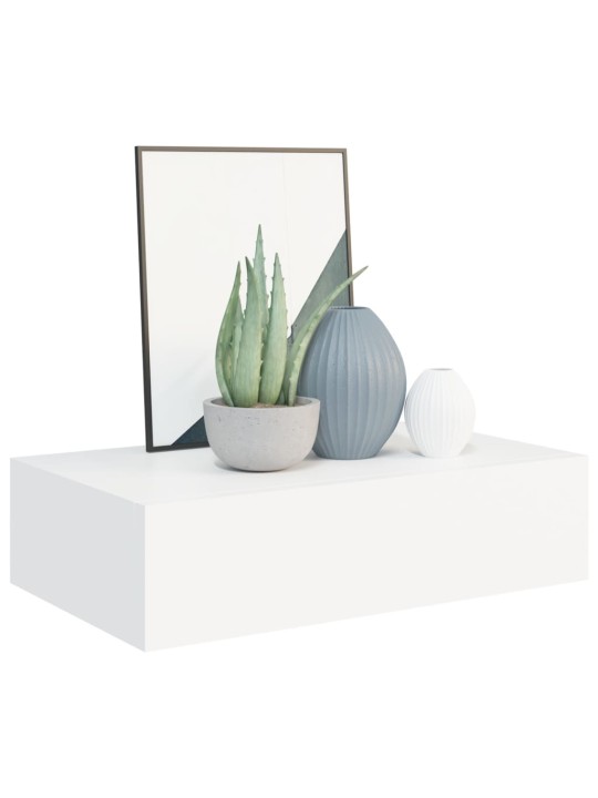 Nástěnné police se zásuvkou 2 ks bílé 40 x 23,5 x 10 cm MDF