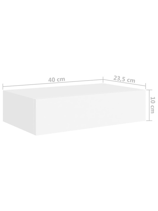 Nástěnné police se zásuvkou 2 ks bílé 40 x 23,5 x 10 cm MDF