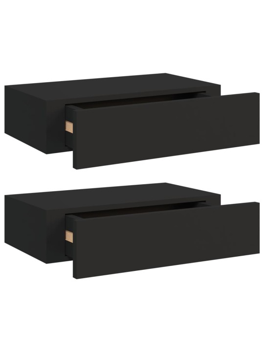 Nástěnné police se zásuvkou 2 ks černé 40 x 23,5 x 10 cm MDF