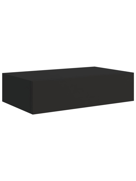 Nástěnné police se zásuvkou 2 ks černé 40 x 23,5 x 10 cm MDF