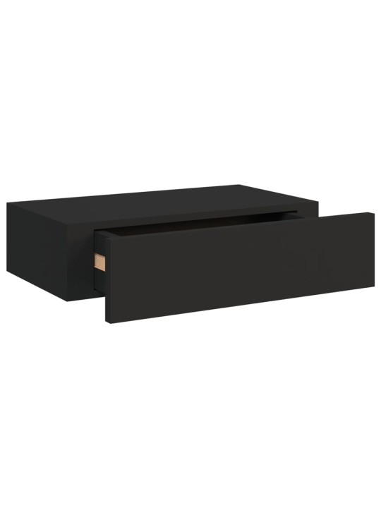 Nástěnné police se zásuvkou 2 ks černé 40 x 23,5 x 10 cm MDF