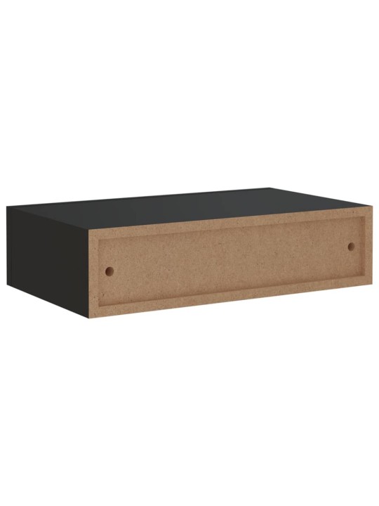 Nástěnné police se zásuvkou 2 ks černé 40 x 23,5 x 10 cm MDF