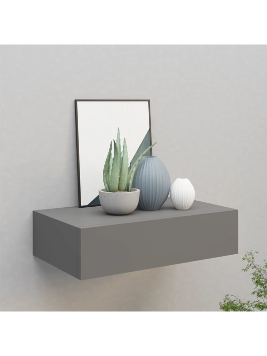 Nástěnná police se zásuvkou šedá 40 x 23,5 x 10 cm MDF