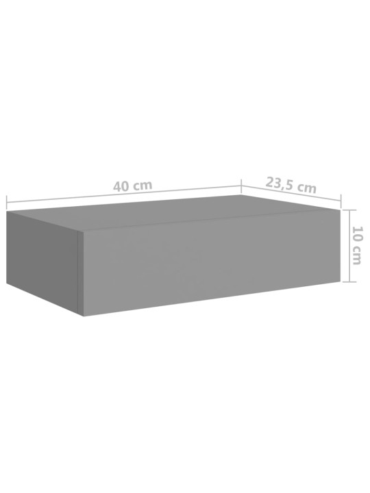 Nástěnné police se zásuvkou 2 ks šedé 40 x 23,5 x 10 cm MDF