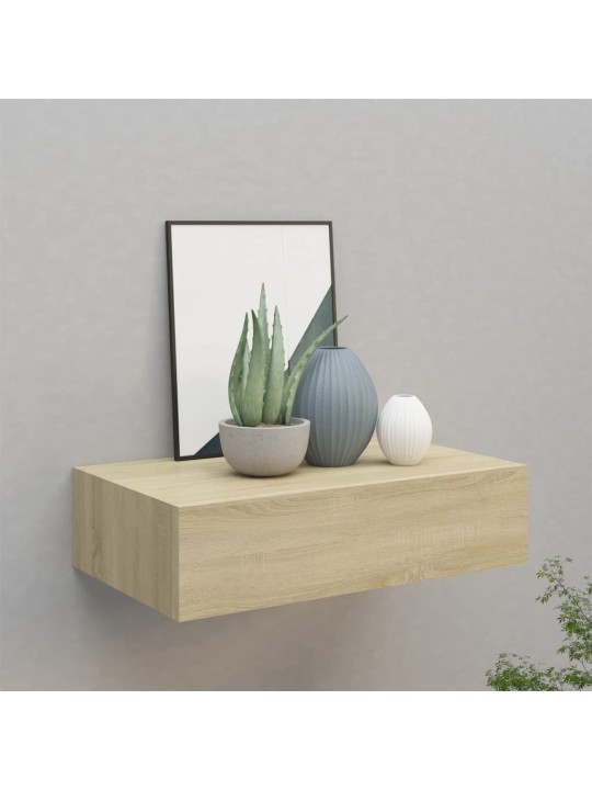 Nástěnná police se zásuvkou dub 40 x 23,5 x 10 cm MDF