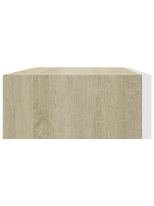 Nástěnné police se zásuvkou 2 ks dub a bílé 40x23,5x10 cm MDF