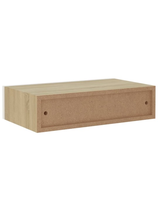 Nástěnné police se zásuvkou 2 ks dub a bílé 40x23,5x10 cm MDF
