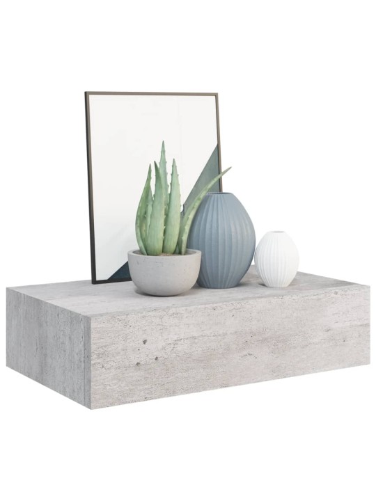 Nástěnné police se zásuvkou 2 ks betonově šedé 40x23,5x10cm MDF