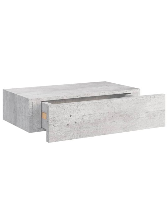 Nástěnné police se zásuvkou 2 ks betonově šedé 40x23,5x10cm MDF