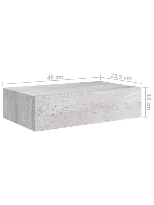 Nástěnné police se zásuvkou 2 ks betonově šedé 40x23,5x10cm MDF