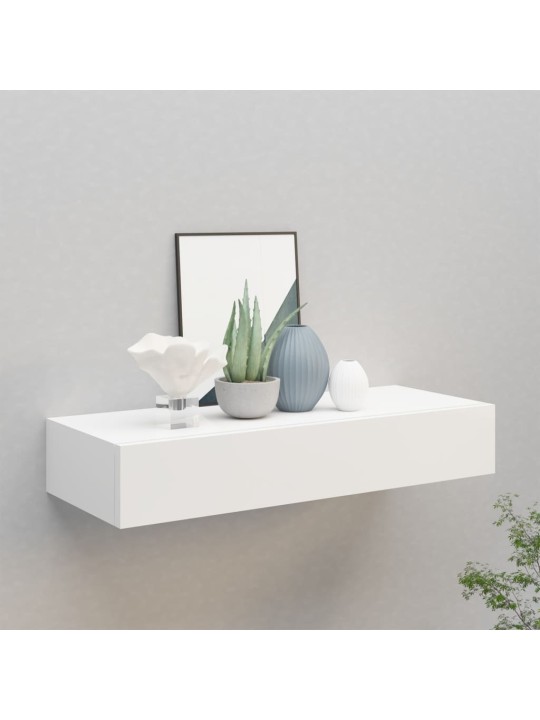 Nástěnná police se zásuvkou bílá 60 x 23,5 x 10 cm MDF