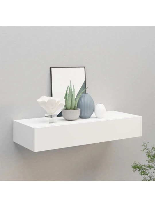 Nástěnná police se zásuvkou bílá 60 x 23,5 x 10 cm MDF