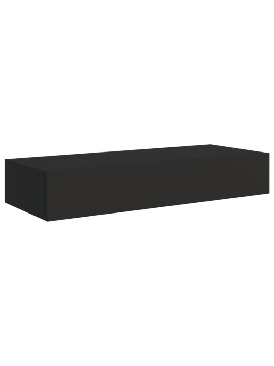 Nástěnné police se zásuvkou 2 ks černé 60 x 23,5 x 10 cm MDF