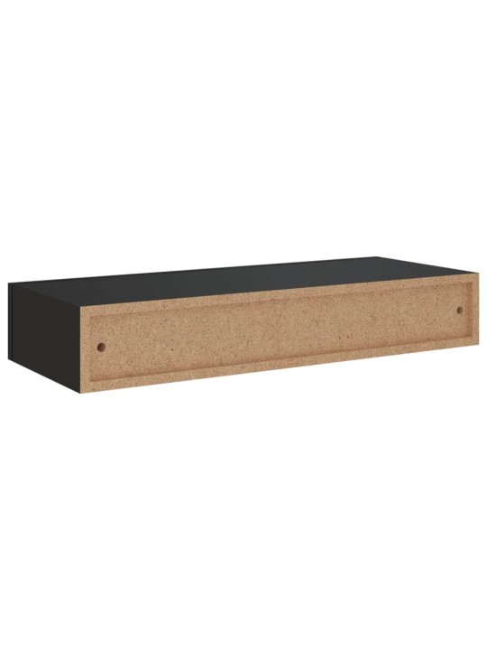 Nástěnné police se zásuvkou 2 ks černé 60 x 23,5 x 10 cm MDF