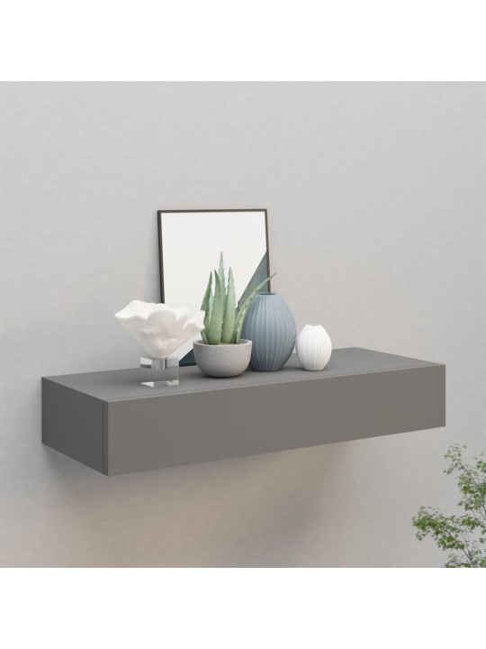 Nástěnná police se zásuvkou šedá 60 x 23,5 x 10 cm MDF