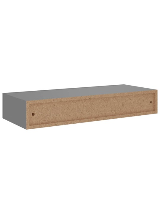 Nástěnné police se zásuvkou 2 ks šedé 60 x 23,5 x 10 cm MDF