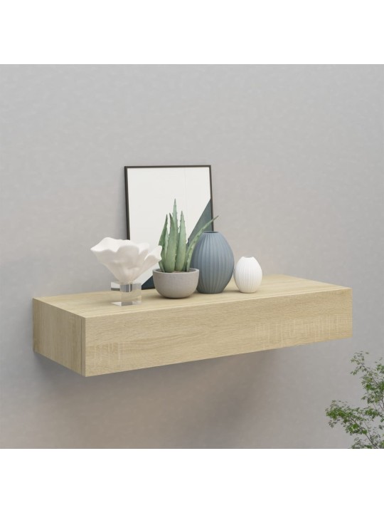 Nástěnná police se zásuvkou dub 60 x 23,5 x 10 cm MDF