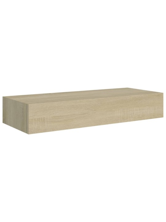 Nástěnné police se zásuvkou 2 ks dub 60 x 23,5 x 10 cm MDF