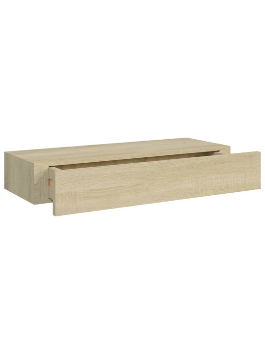 Nástěnné police se zásuvkou 2 ks dub 60 x 23,5 x 10 cm MDF