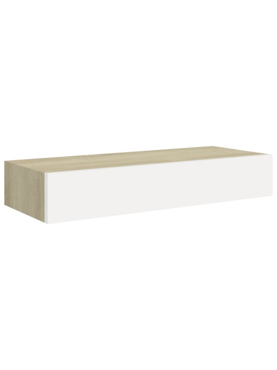 Nástěnné police se zásuvkou 2 ks dub a bílé 60x23,5x10 cm MDF