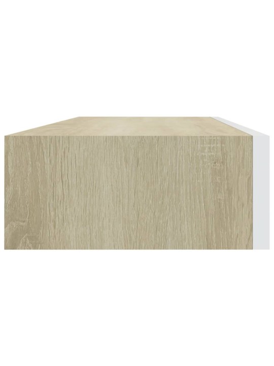 Nástěnné police se zásuvkou 2 ks dub a bílé 60x23,5x10 cm MDF
