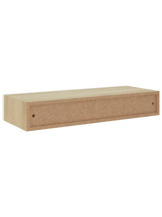 Nástěnné police se zásuvkou 2 ks dub a bílé 60x23,5x10 cm MDF