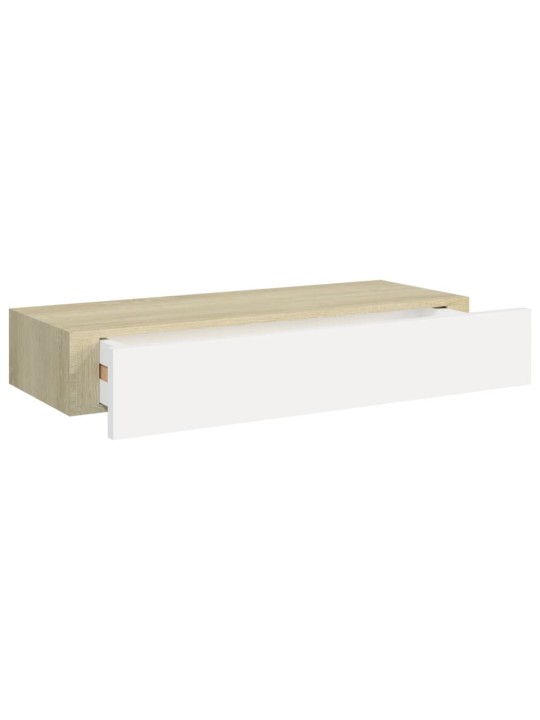 Nástěnné police se zásuvkou 2 ks dub a bílé 60x23,5x10 cm MDF