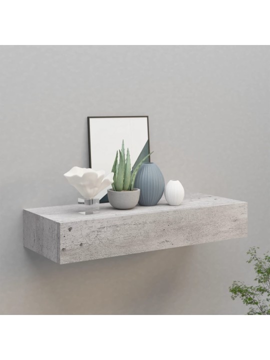 Nástěnná police se zásuvkou betonově šedá 60 x 23,5 x 10 cm MDF