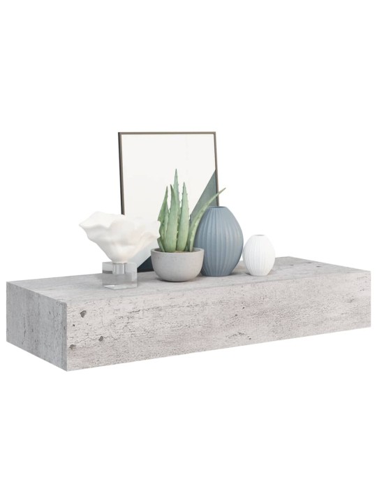 Nástěnné police se zásuvkou 2 ks betonově šedé 60x23,5x10cm MDF