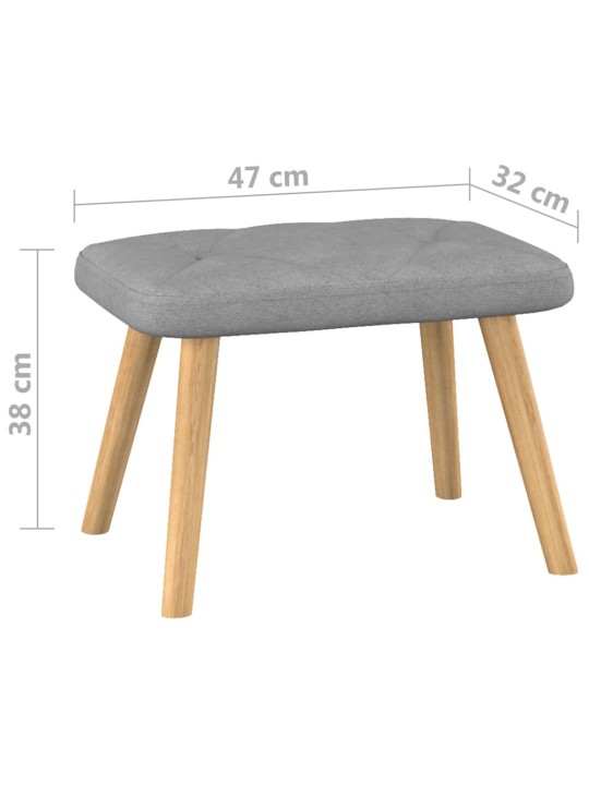 Relaxační křeslo se stoličkou světle šedé textil