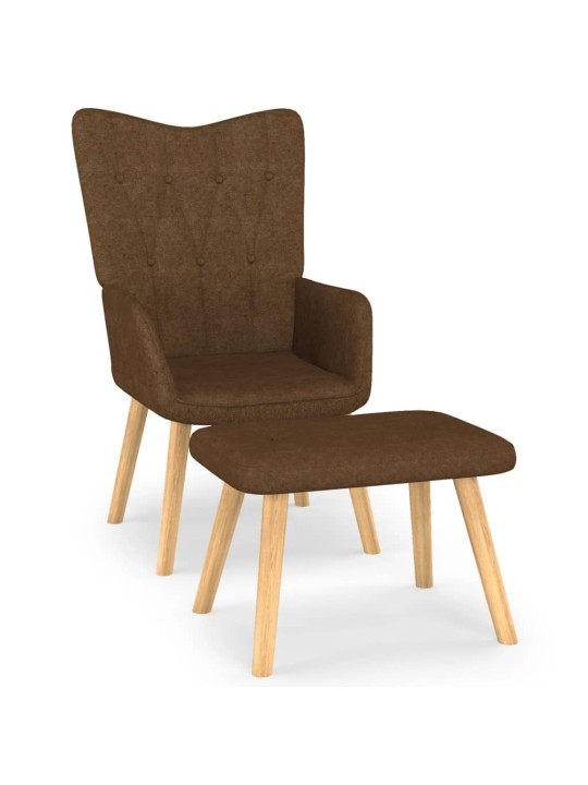 Relaxační křeslo se stoličkou hnědé textil